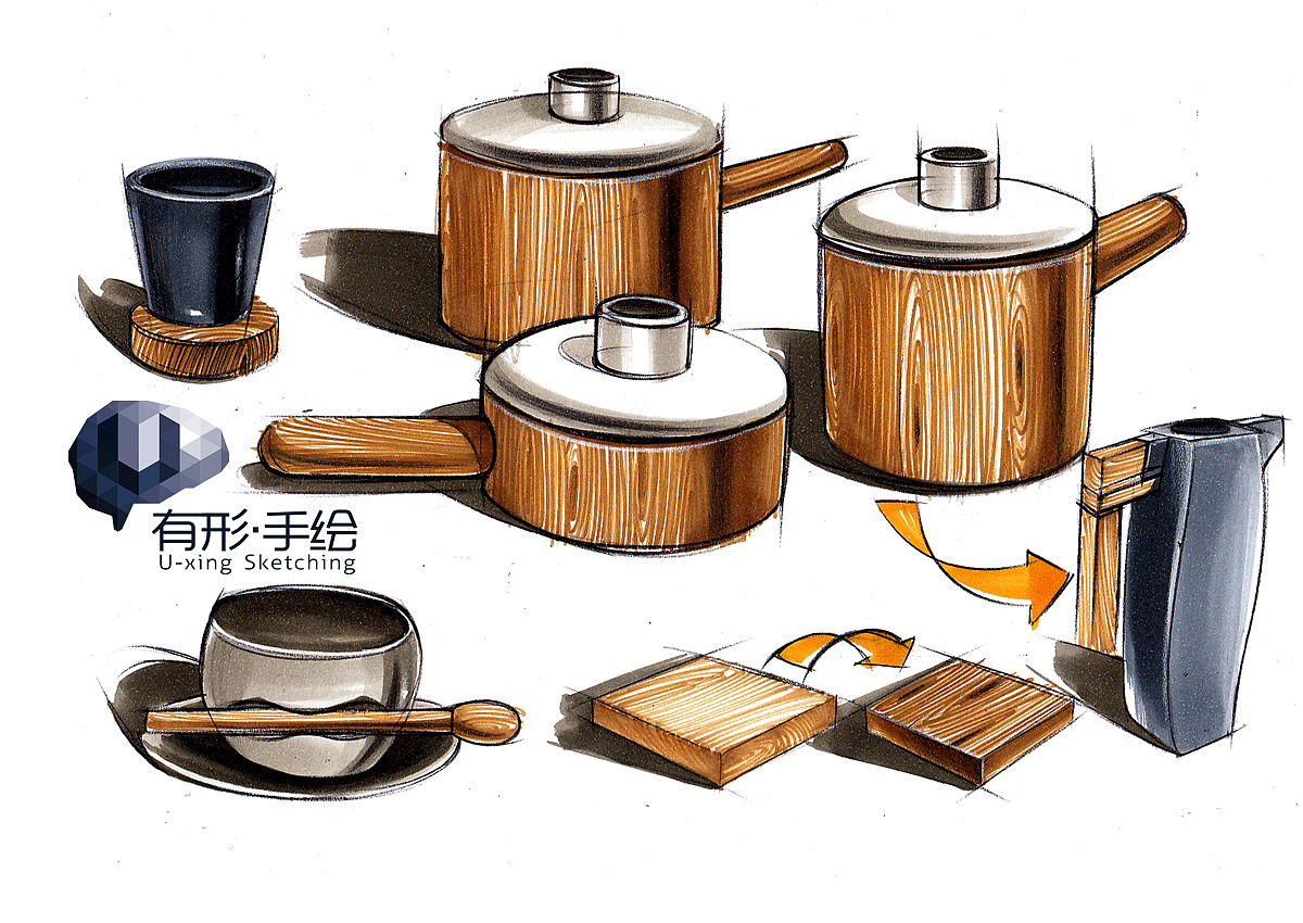 家具,厨房用品,以及部分文具等都是木材主导的产品,临摹熟练后就可以