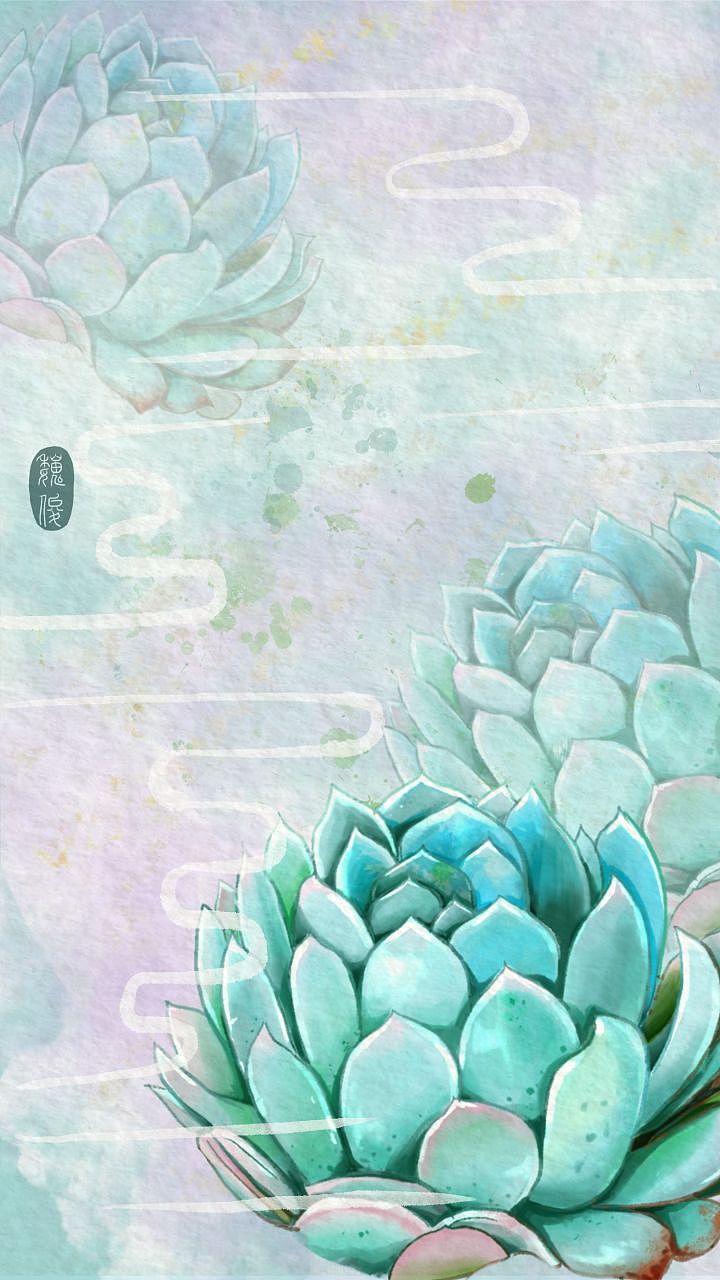多肉植物壁纸创作（图ZMzUzOTI5MDUy） - 艺术插画 - 站酷设计师魏小俊WEIXIAOJUN原创素材 - 站酷ZCOOL
