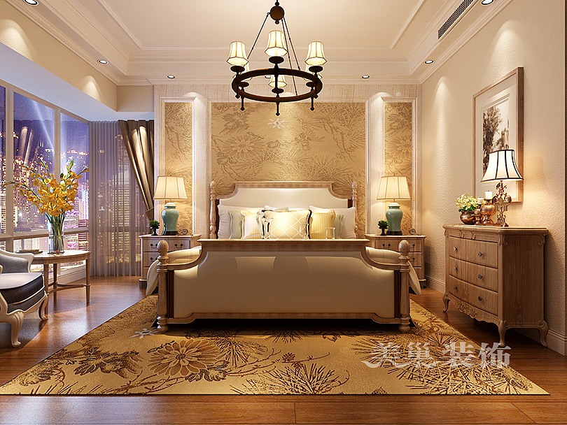 民安北郡142平四室两厅美式风格装修案例设计---主卧