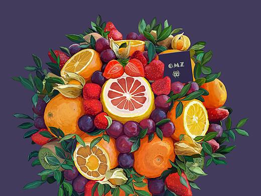 水果花束手繪（個人主頁-ZNDYxMjQ1MzI=） - 創(chuàng)作習作 - 站酷設計師是酷酷酷啊原創(chuàng)素材 - 站酷ZCOOL