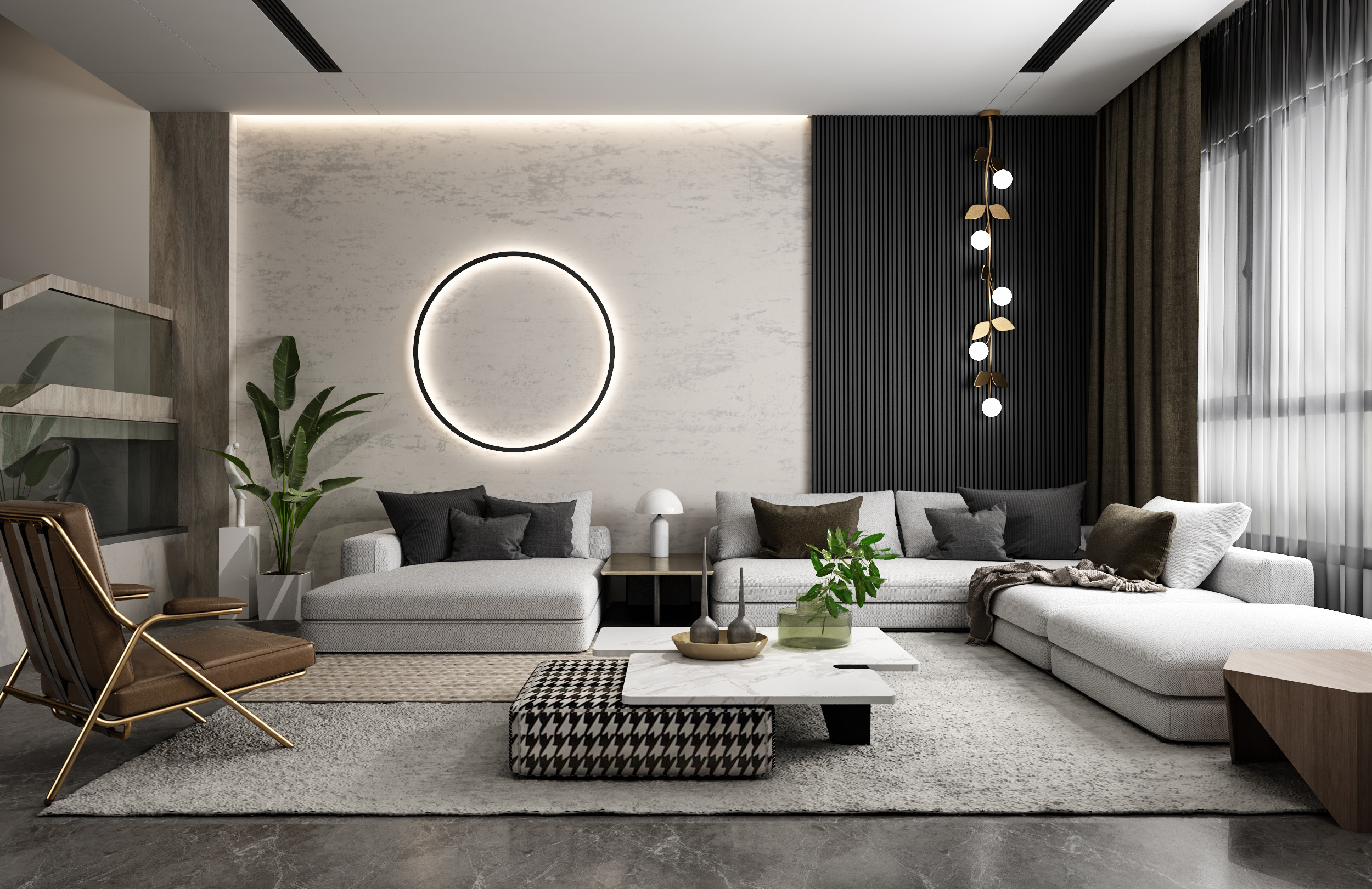 现代客厅建模 渲染|空间|家装设计|漫步视觉设计 - 原创作品 - 站酷