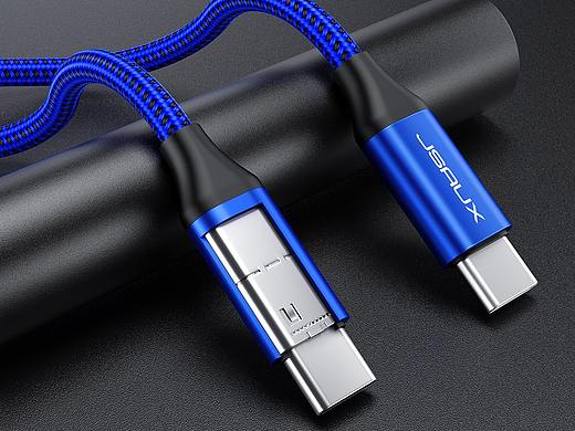 USB C-USB C3.1 5A 铠甲线 蓝色 1M