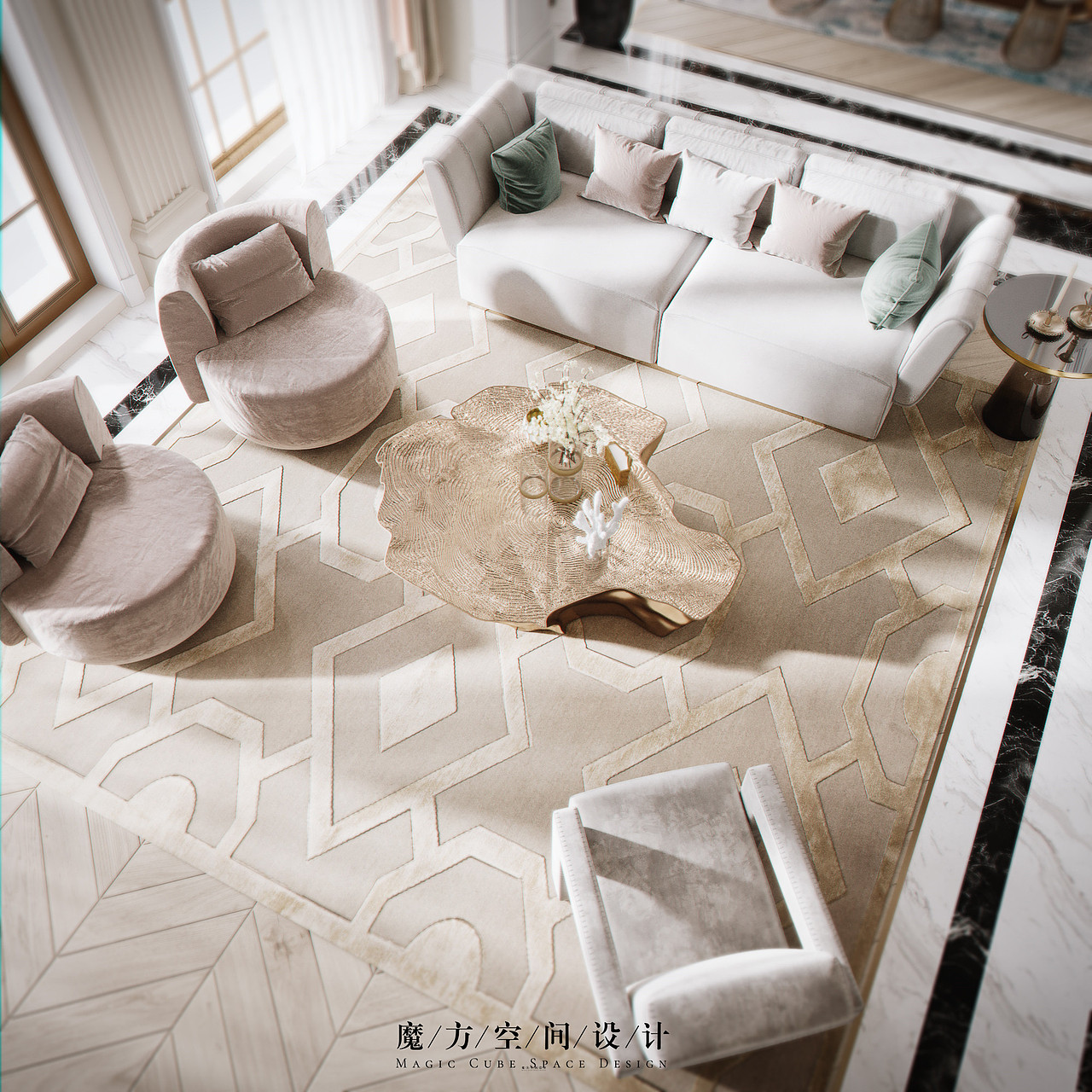 【魔方】法式轻奢•上海别墅项目（图ZMjYwNDgxODA4） - 家装设计 - 站酷设计师魔方空间设计原创素材 - 站酷ZCOOL