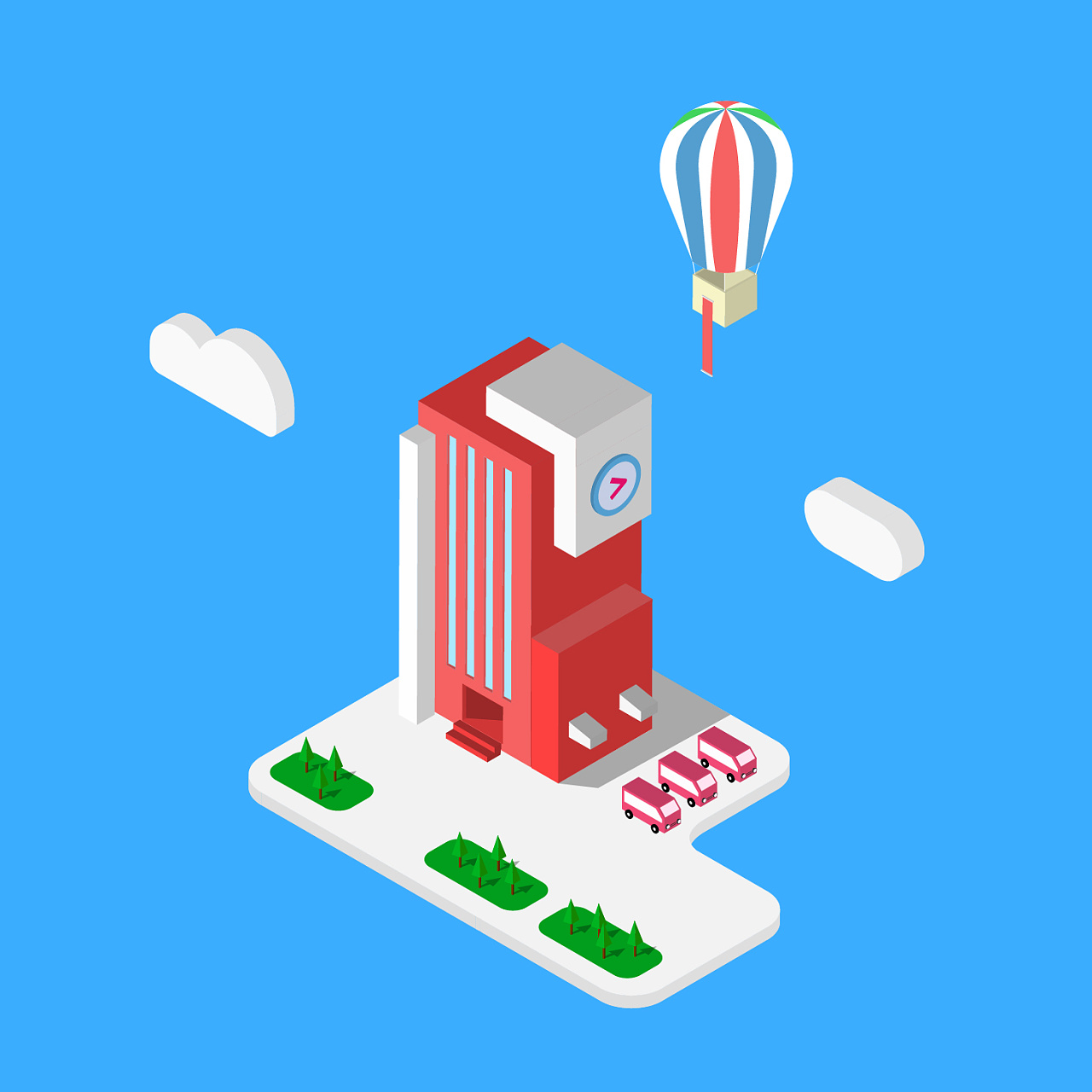 一组2.5d小场景插画