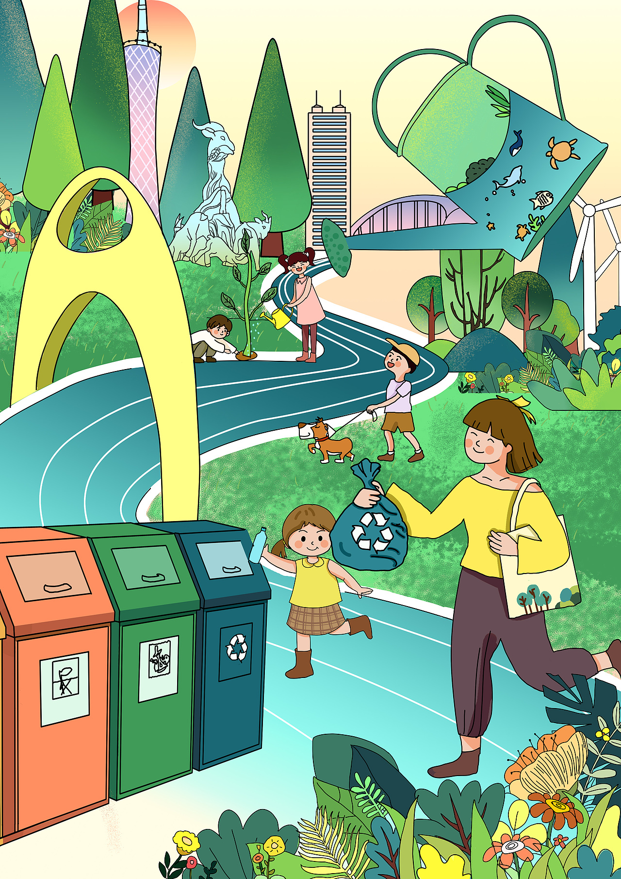 低碳环保插画（图ZMjYyODU0MzQ0） - 商业插画 - 站酷设计师jiangjiang仪原创素材 - 站酷ZCOOL