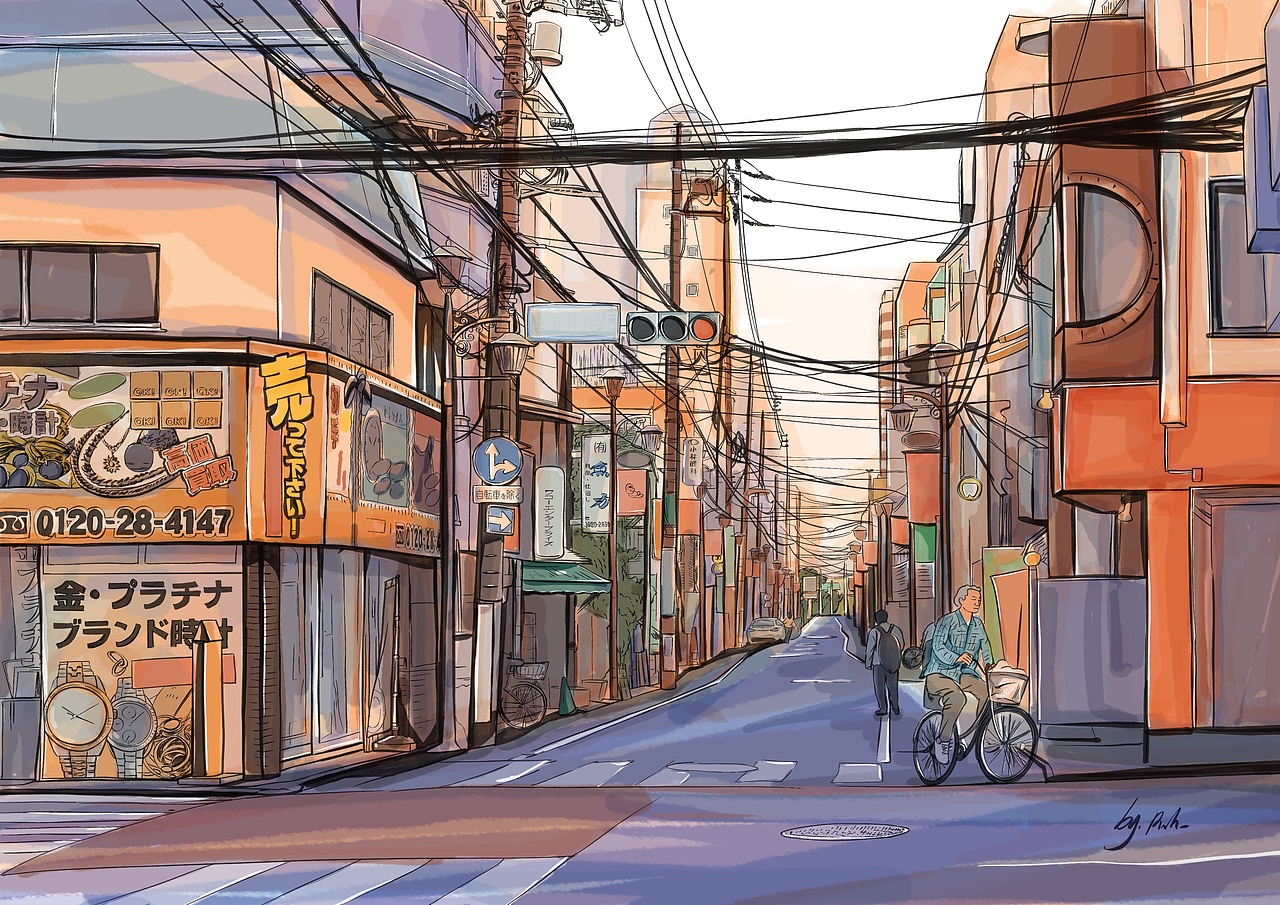 老街|插画|创作习作|任大河fry_原创作品-站酷zcool