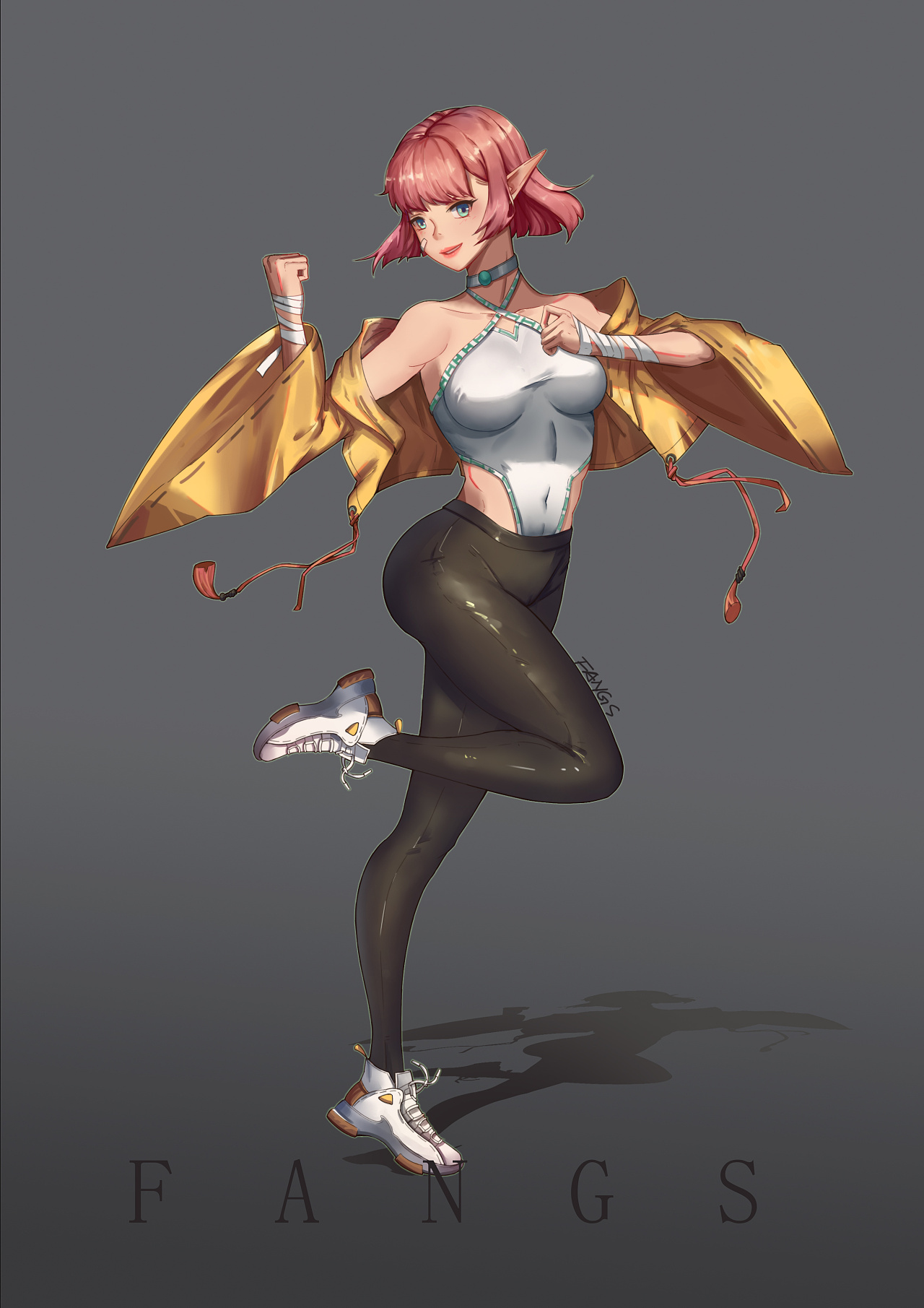 立绘 设计 格斗少女落地|插画|创作习作|fangs绘师_原创作品-站酷