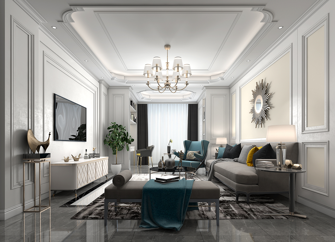 轻奢欧式客厅效果图