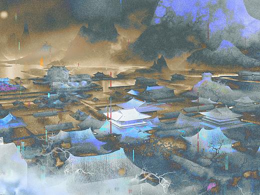 《望尽山河》水墨古风插画