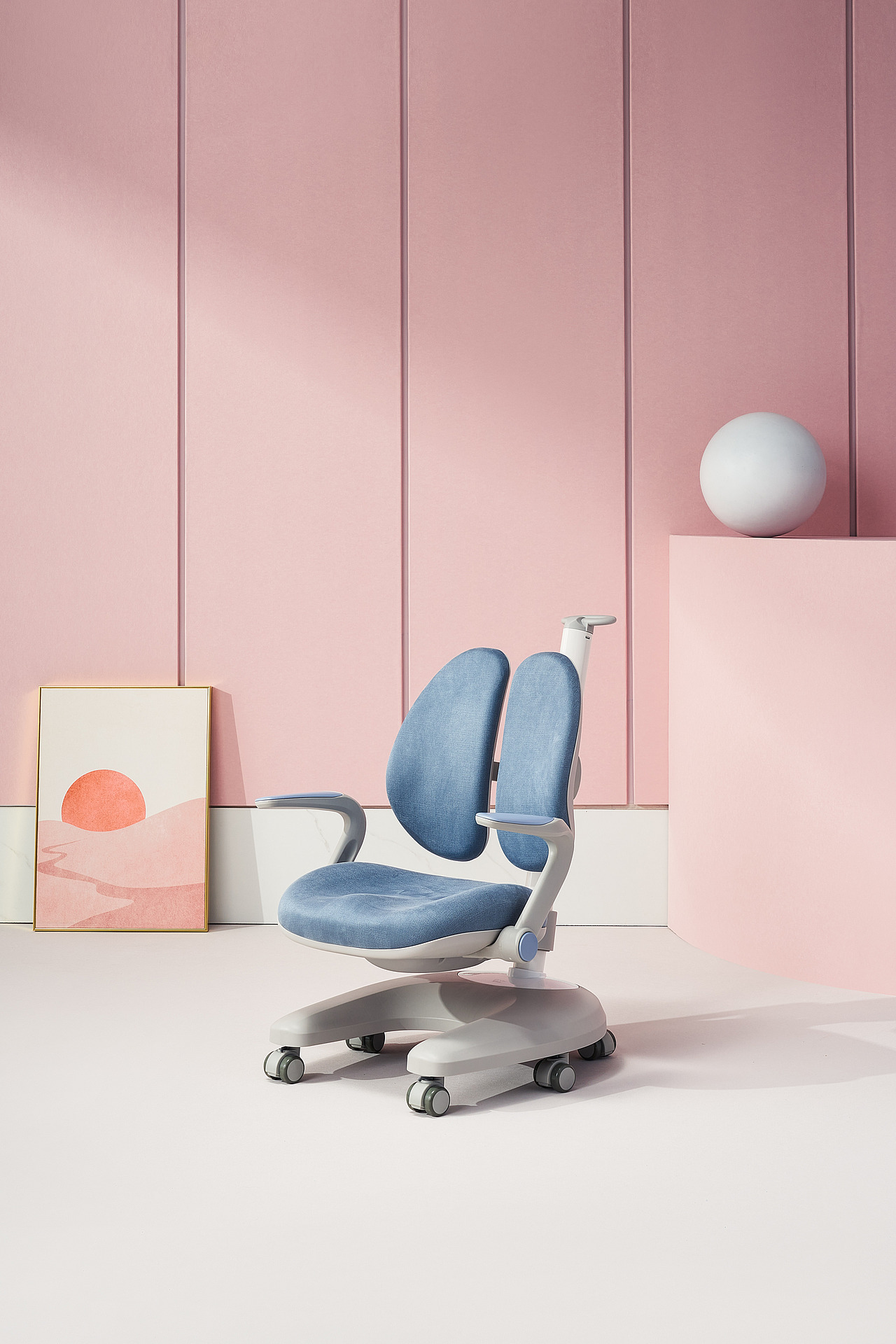 igrow爱果乐贝壳椅60麂皮绒学习椅70产品摄影