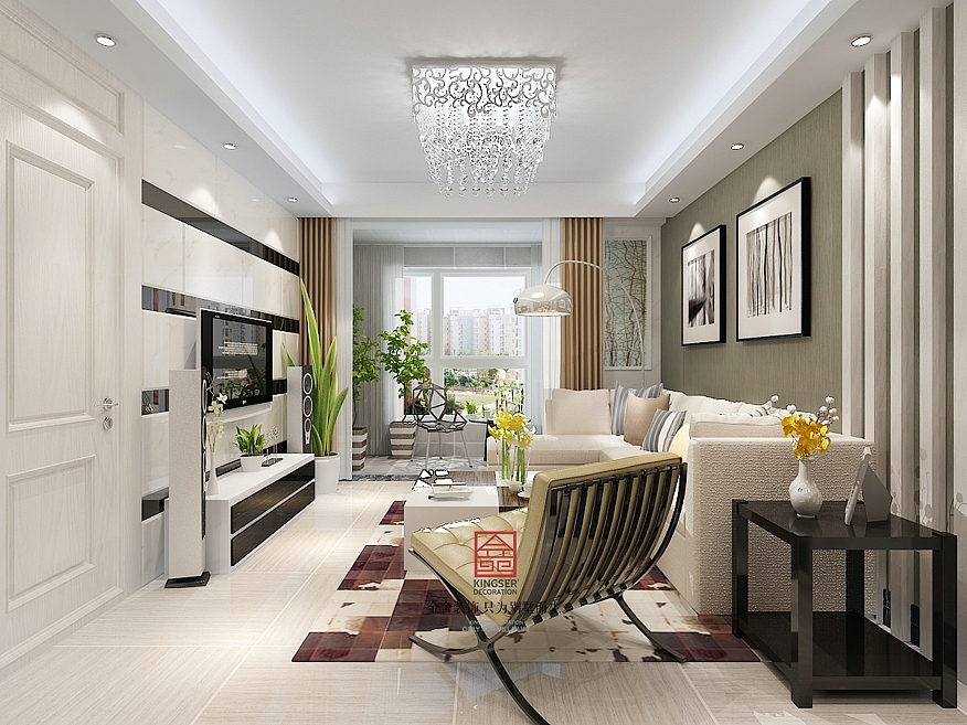 金舍装饰-保利花园87平米装修效果图-简约风格-两居室装修