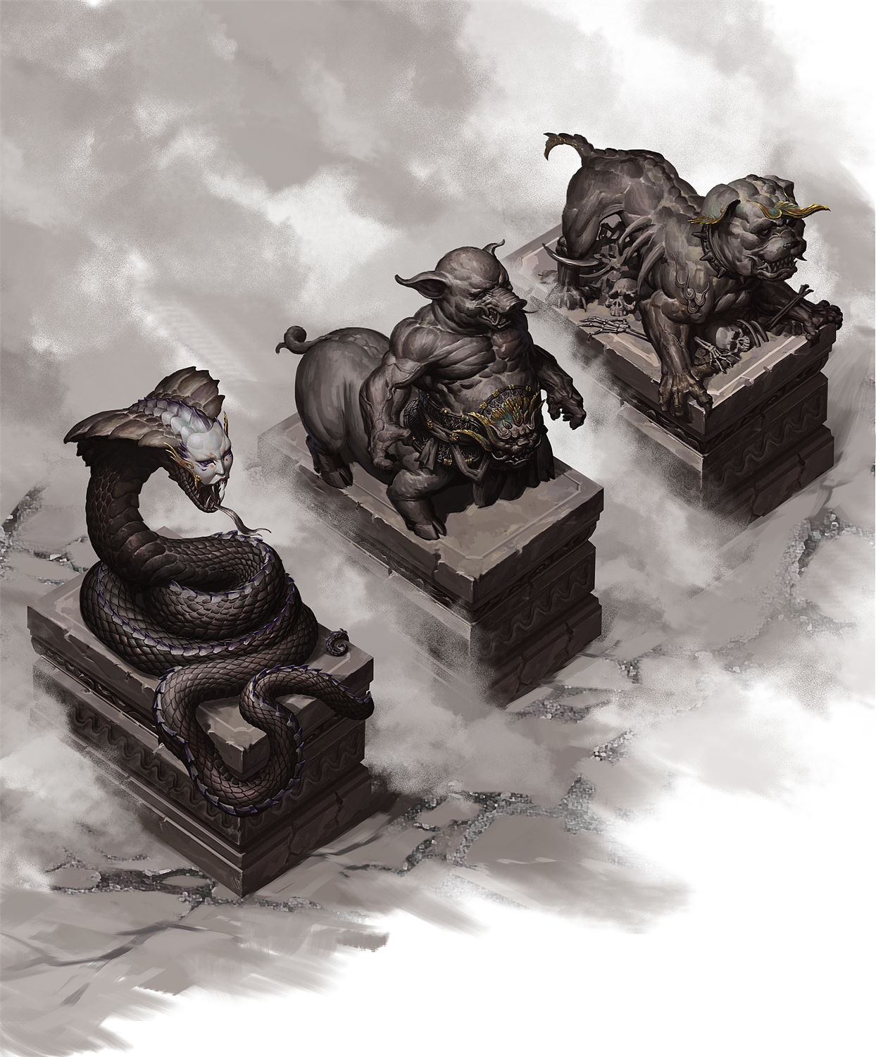 雕像（图ZMTk4OTkzNjA4） - 游戏原画 - 站酷设计师拖鞋老彪原创素材 - 站酷ZCOOL