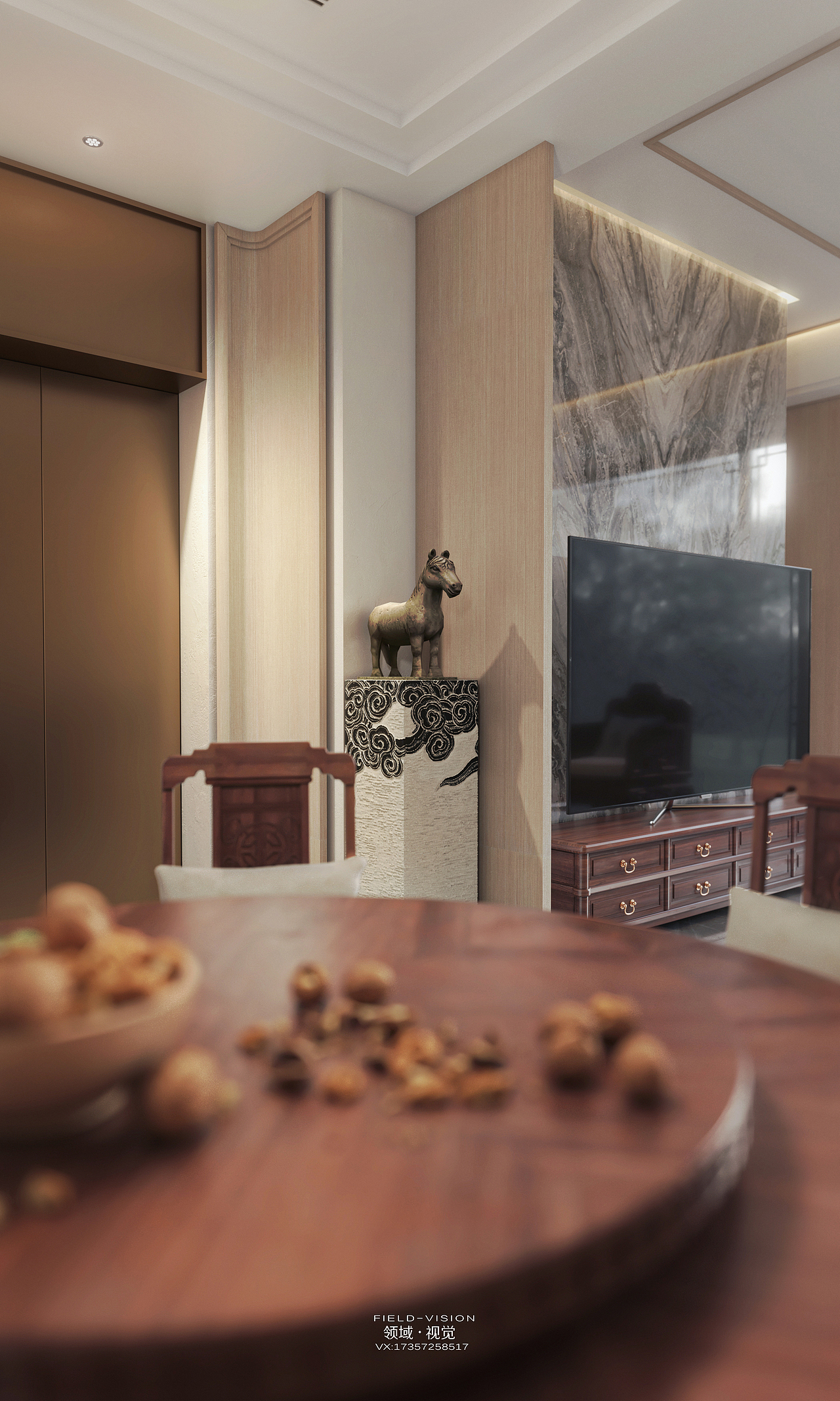 Vray渲染作品┃中式现代混搭