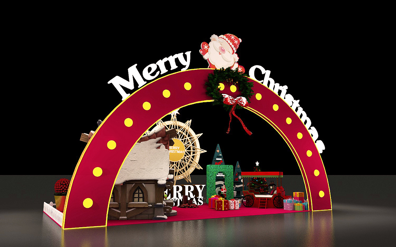 圣诞商场酒店dp点位效果图设计