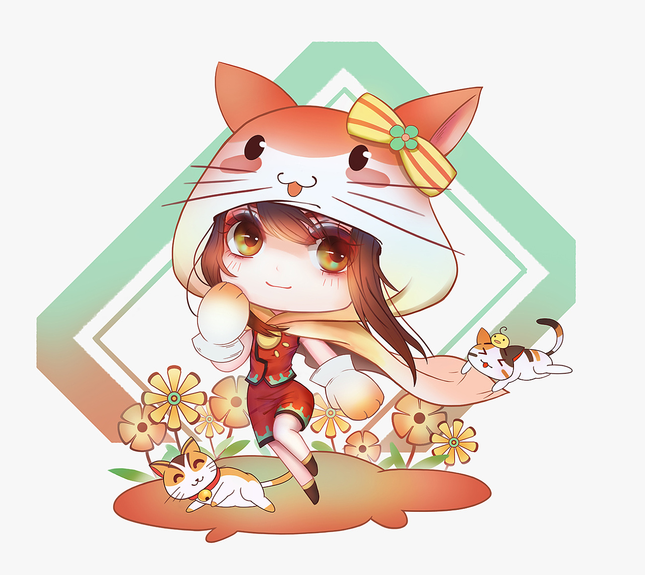 q版|插画|其他插画|水色花青 - 原创作品 - 站酷 (zcool)