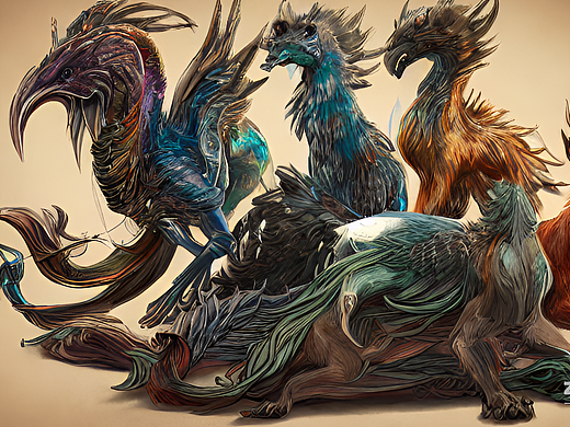 #AI创作实验室#传说四大神兽（个人主页-ZNjI3Mjc2ODA=） - AI作品 - 站酷设计师luzhenbin原创素材 - 站酷ZCOOL