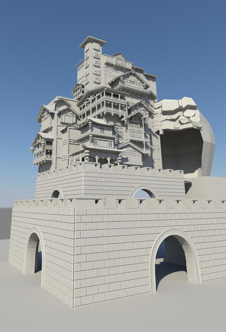 洪崖洞素模一组|三维|建筑/空间|sunbinqj_原创作品-站酷(zcool)