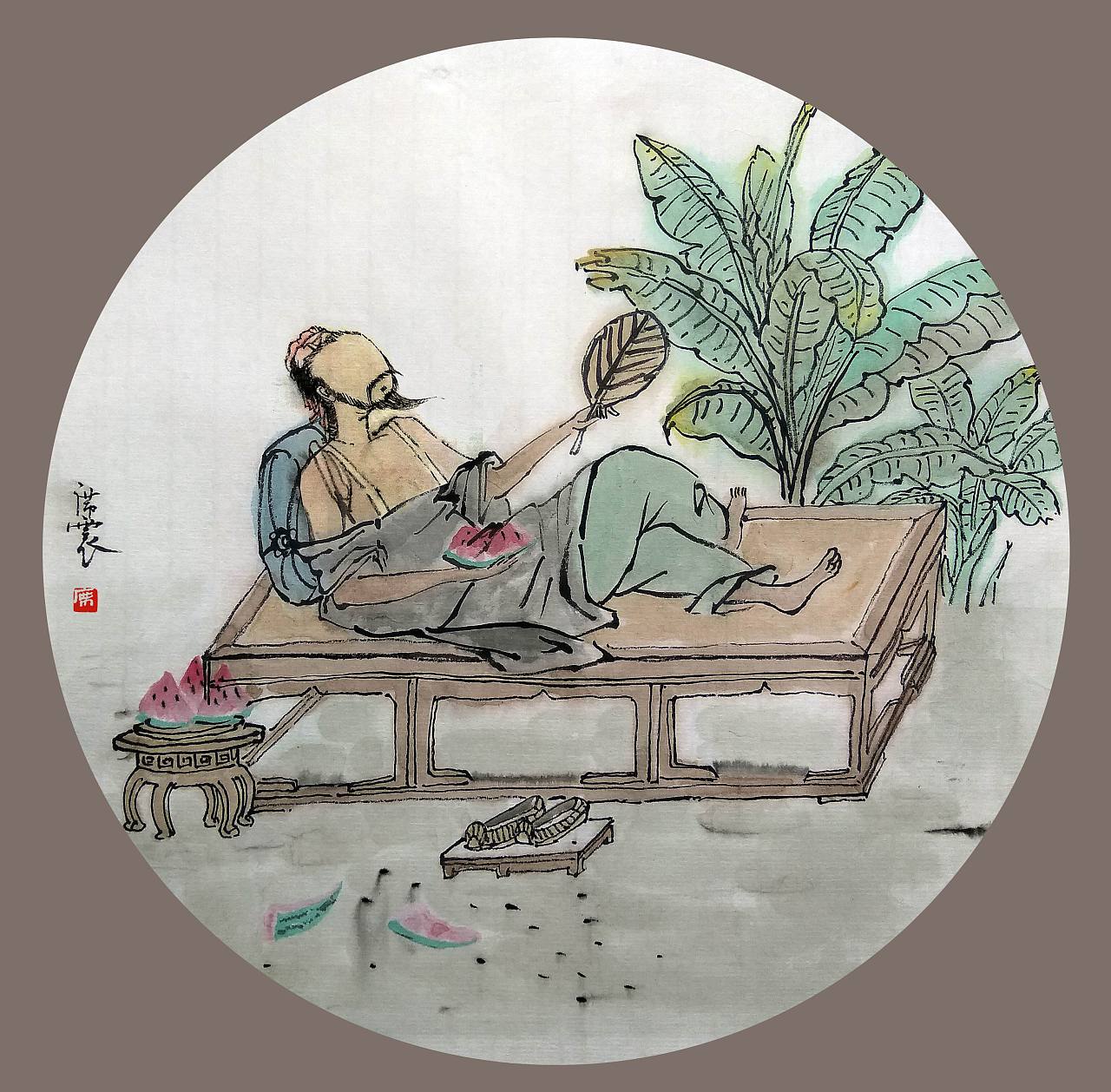 消暑图|纯艺术|绘画|席震 - 原创作品 - 站酷 (zcool)