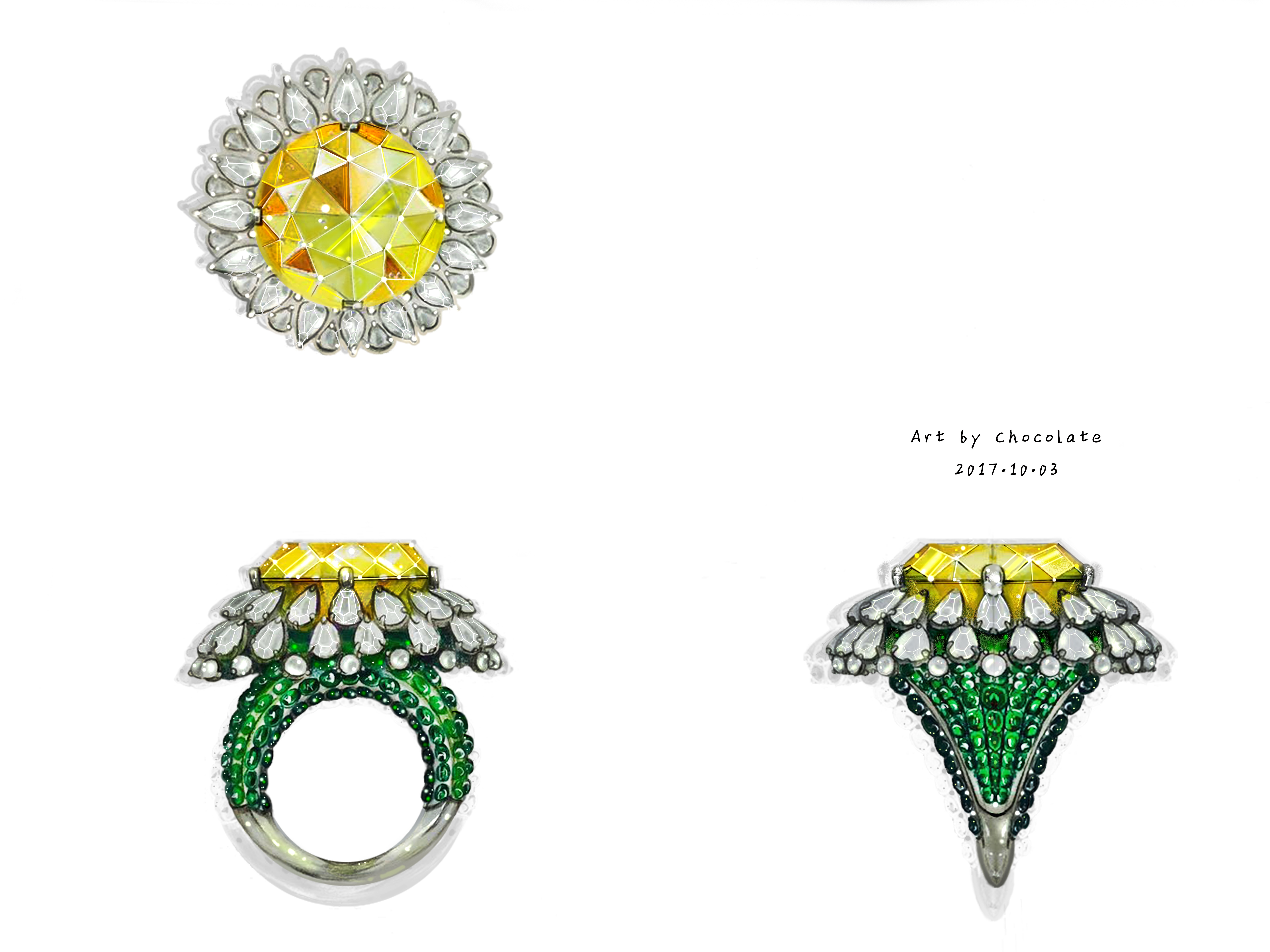 【珠宝首饰手绘 电脑后期步骤图】_巧克力唐唐唐-站酷zcool