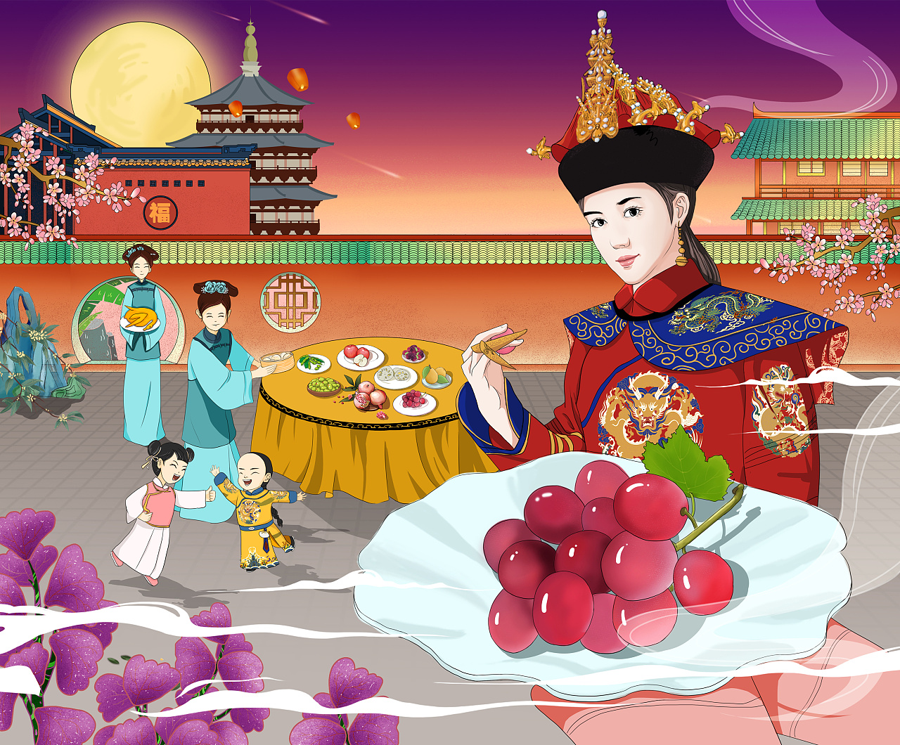 系列皇宫插画创作