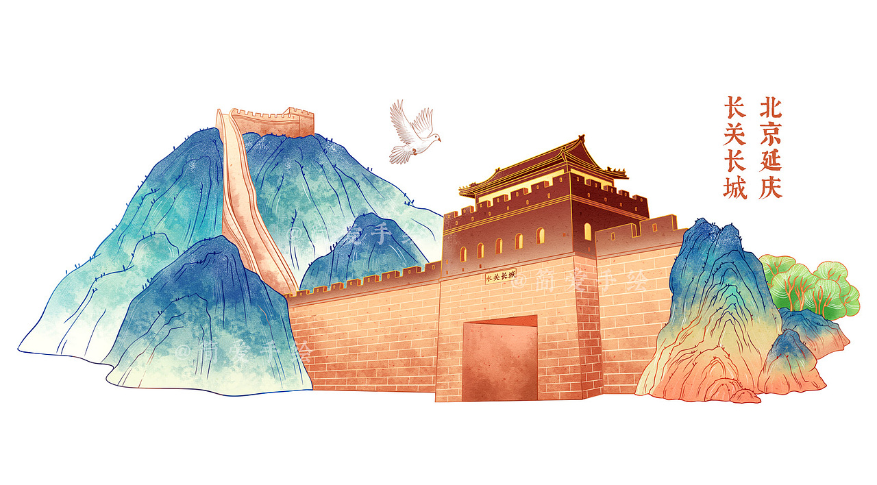 延之游历图——北京延庆全景长卷插画