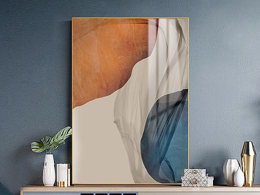 现代轻奢玄关装饰画几何色块线条北欧风挂画