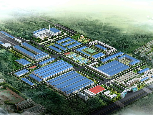 菏泽效果图制作,菏泽厂房鸟瞰图设计