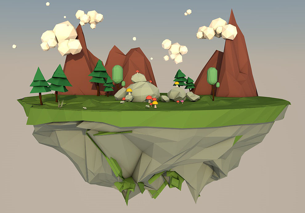 low poly风格场景