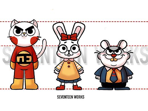 正气猫/呆呆兔/黑心鼠IP设计