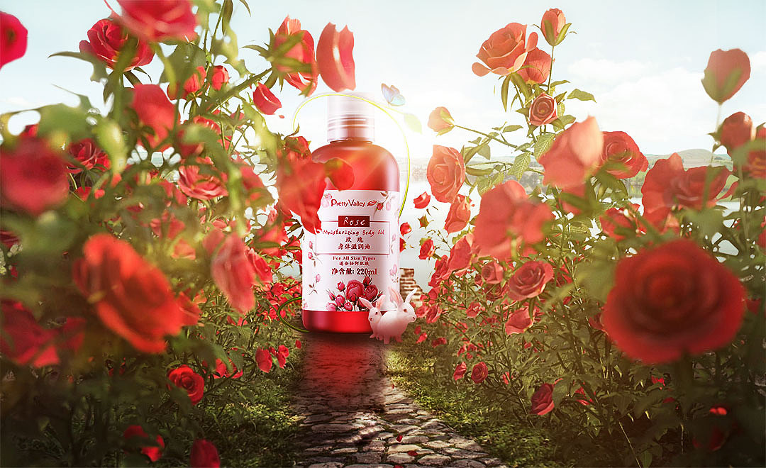 玫瑰滋润油海报合成制作内有gif图