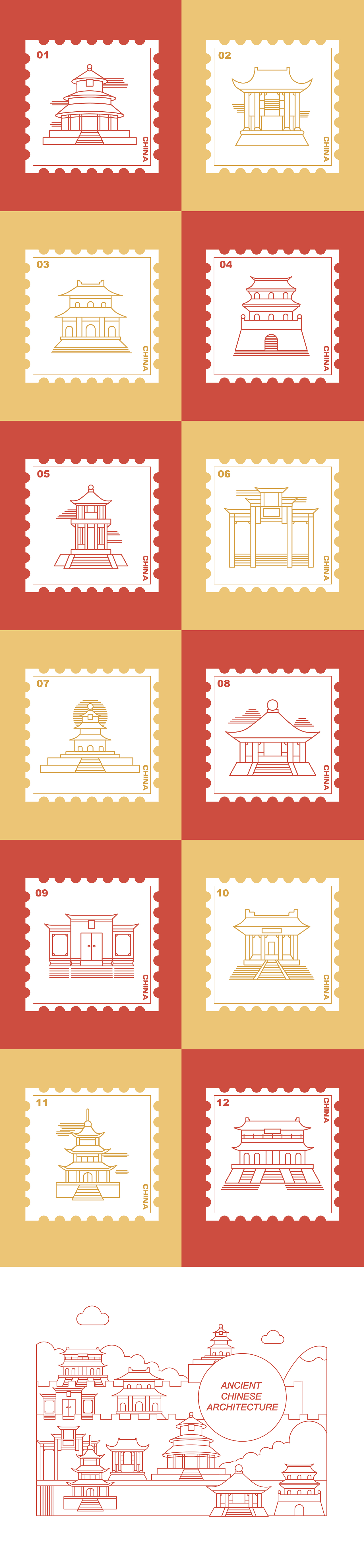 中国古典建筑icon设计｜原创手绘icon（图ZMTk4OTc2MDI4） - Logo - 站酷设计师波点西原创素材 - 站酷ZCOOL