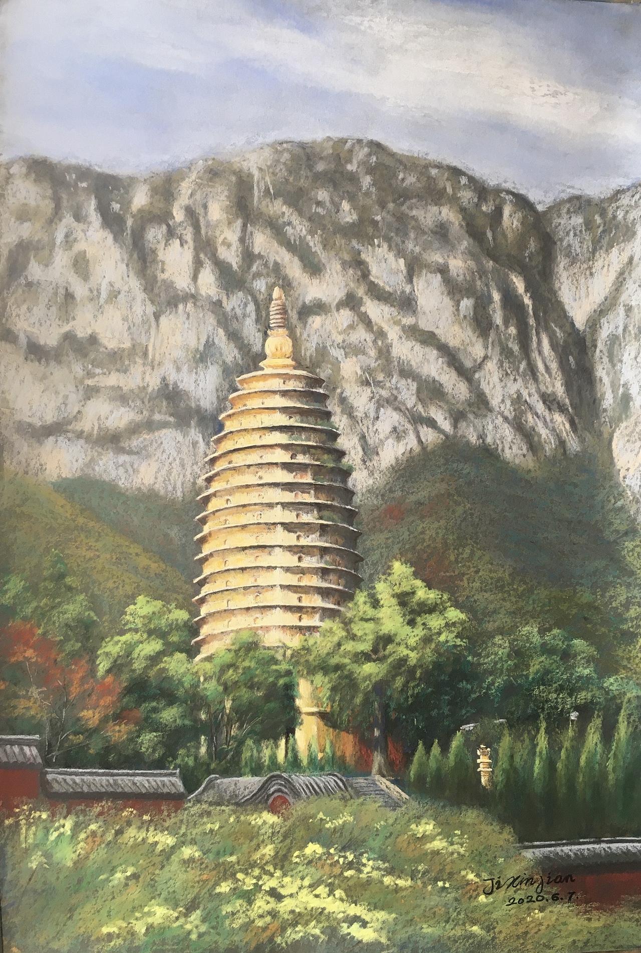 嵩山 嵩岳寺塔,嵩山冬季 ,嵩山 石宗河郑州|艺术工作者色粉画艺术推广