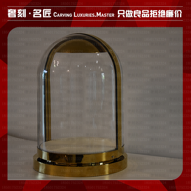 古铜圆形珠宝展示柜台圆弧形玻璃罩陈列珠宝钻石展台厂