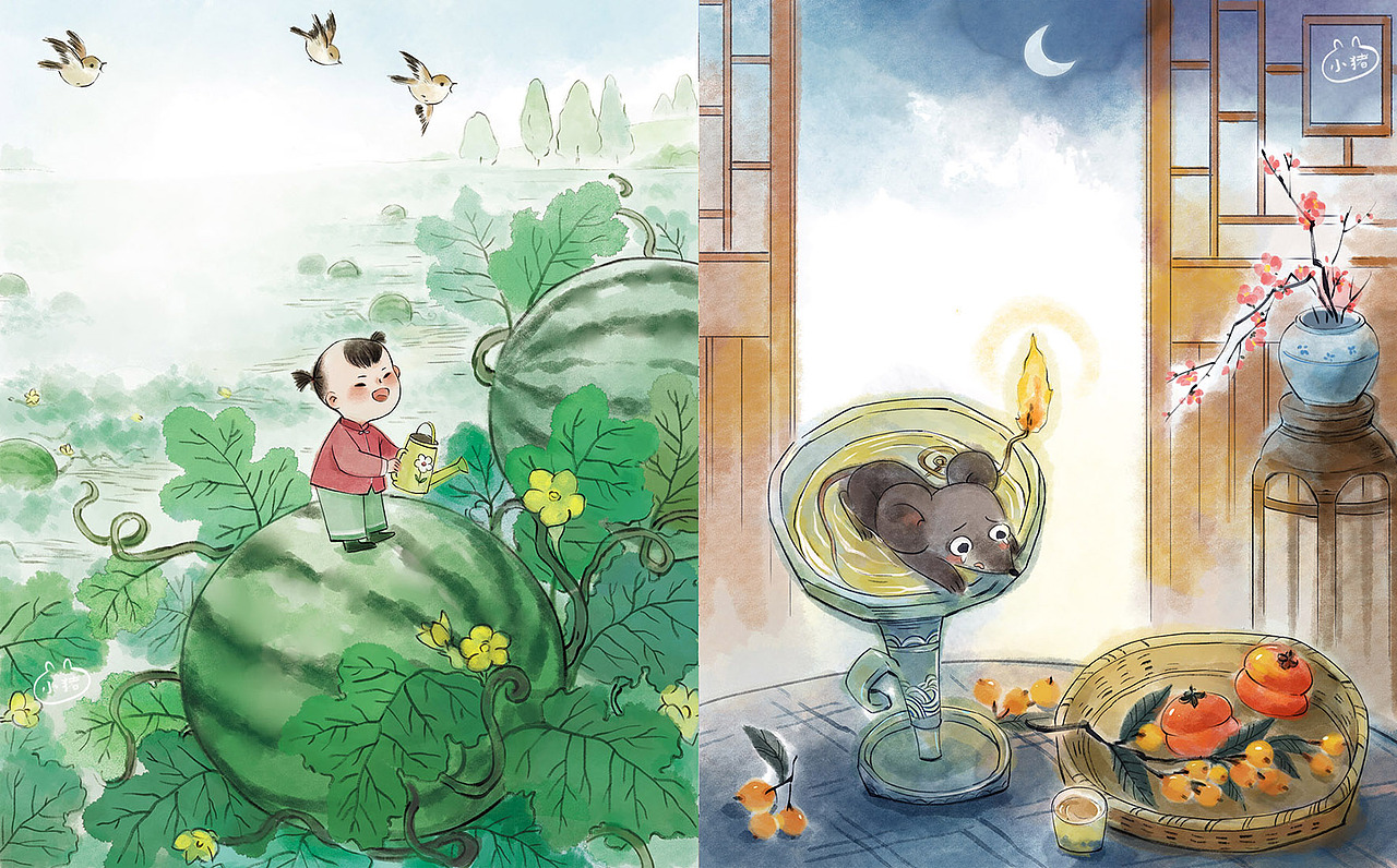 童谣图书插画（图ZMjMzOTIxNjQw） - 绘本 - 站酷设计师小猪君原创素材 - 站酷ZCOOL