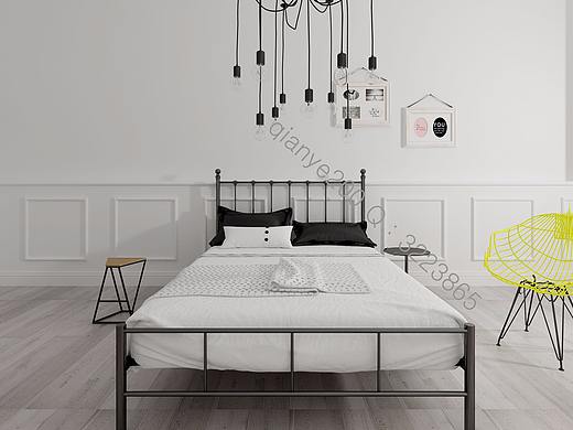 北欧风格铁艺床（个人主页-ZMjY2NzA3ODA=） - 场景 - 站酷设计师qianye200原创素材 - 站酷ZCOOL