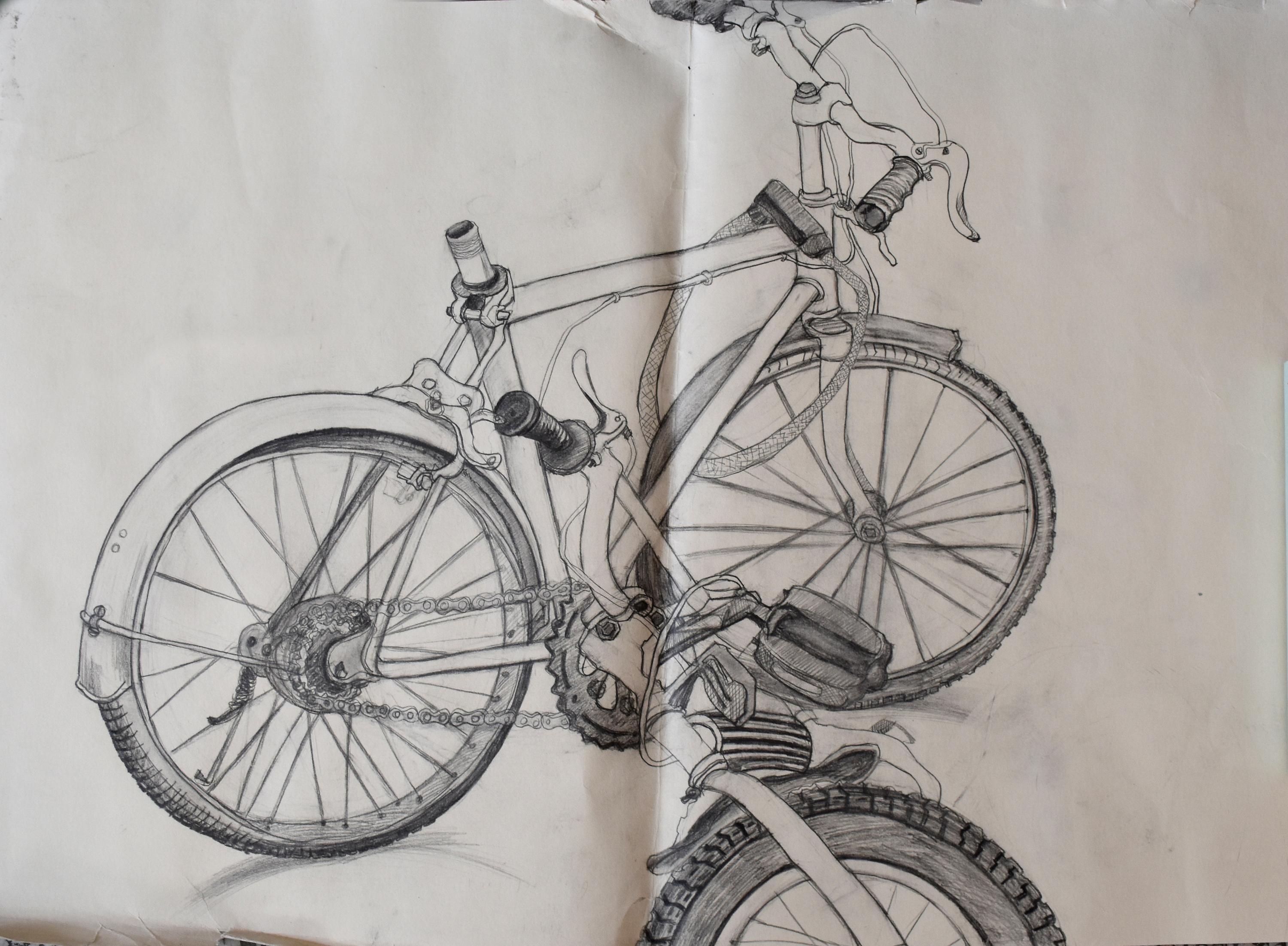 自行车的联想设计素描图片