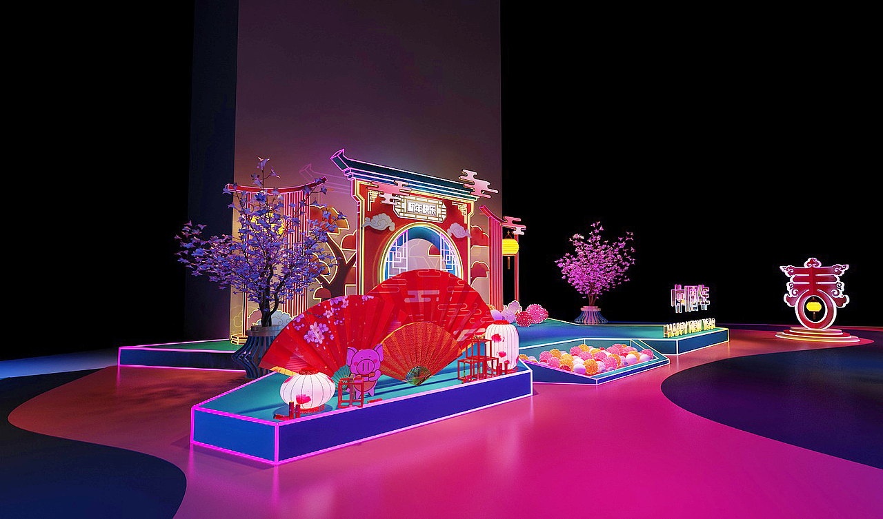 国潮结合潮流感的舞台,效果很炸._设计小丸子j-站酷zcool