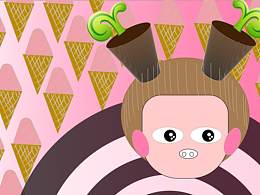 自己梳头发的猪猪女孩