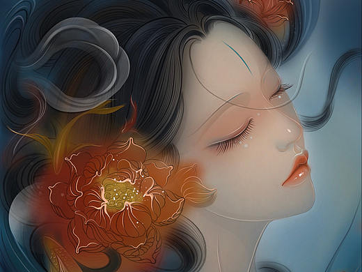 《云暮间》古风/国风美人插画