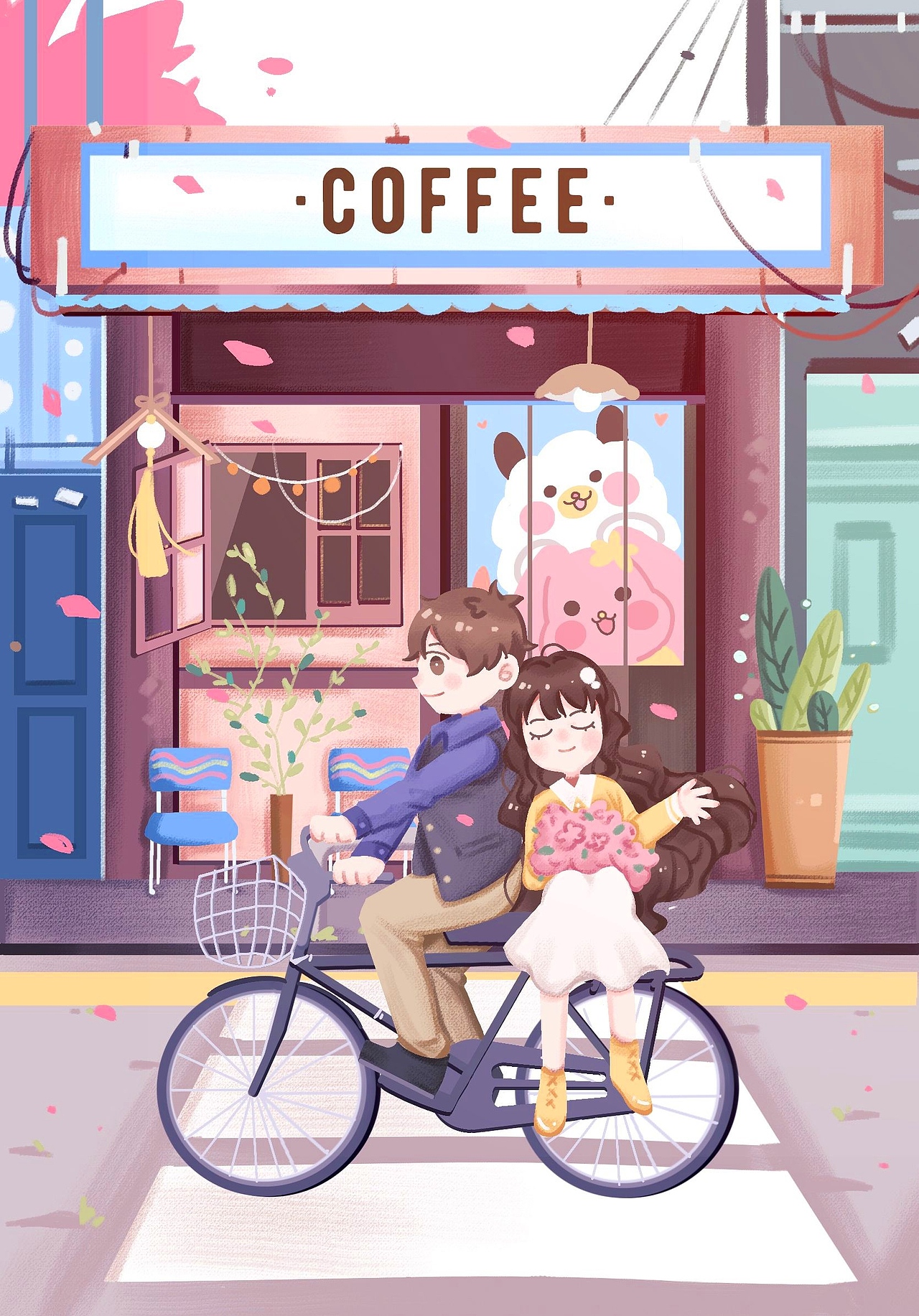 春日咖啡馆（图ZMjg2NzIzMzc2） - 商业插画 - 站酷设计师佩佩PEIPEI呀原创素材 - 站酷ZCOOL