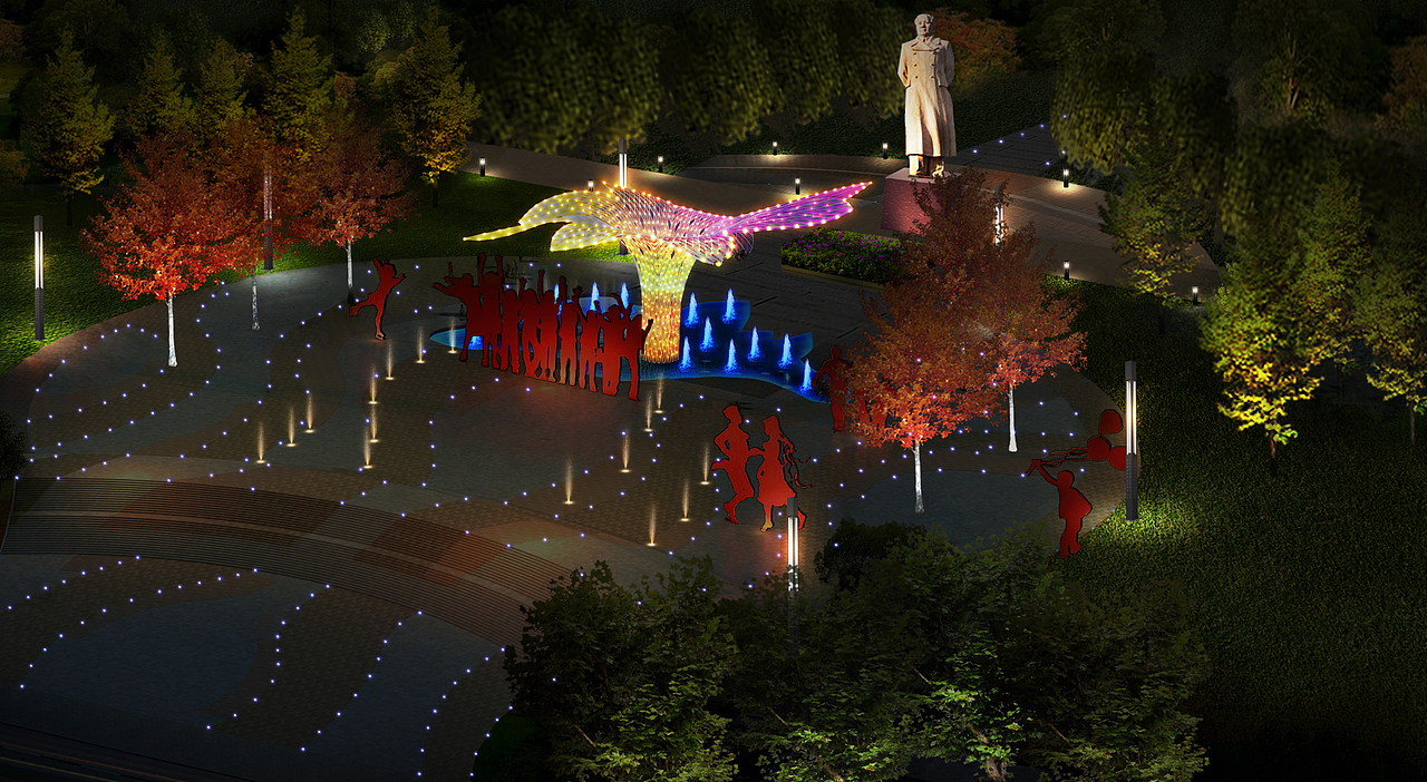 某广场夜景建筑（图ZMTE2OTMzOTk2） - 建筑设计 - 站酷设计师清汤寡水先桑原创素材 - 站酷ZCOOL