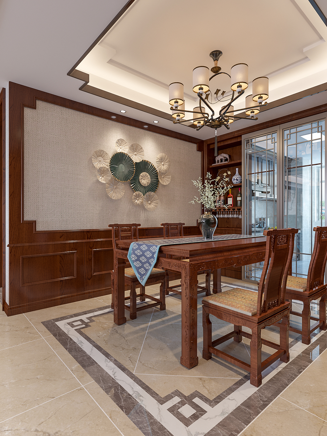 济宁装修风格：180平中式风格三居室（图ZMjIyNDE4OTU2） - 家装设计 - 站酷设计师济宁装修效果图原创素材 - 站酷ZCOOL