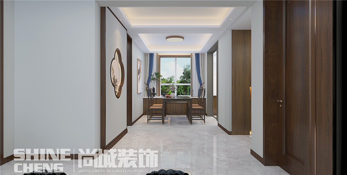 泰安卧龙大观121平中式风格装修设计案例