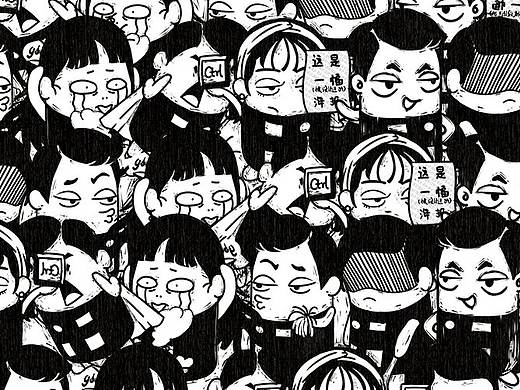 胶囊人仿黑白木刻版画效果表情包