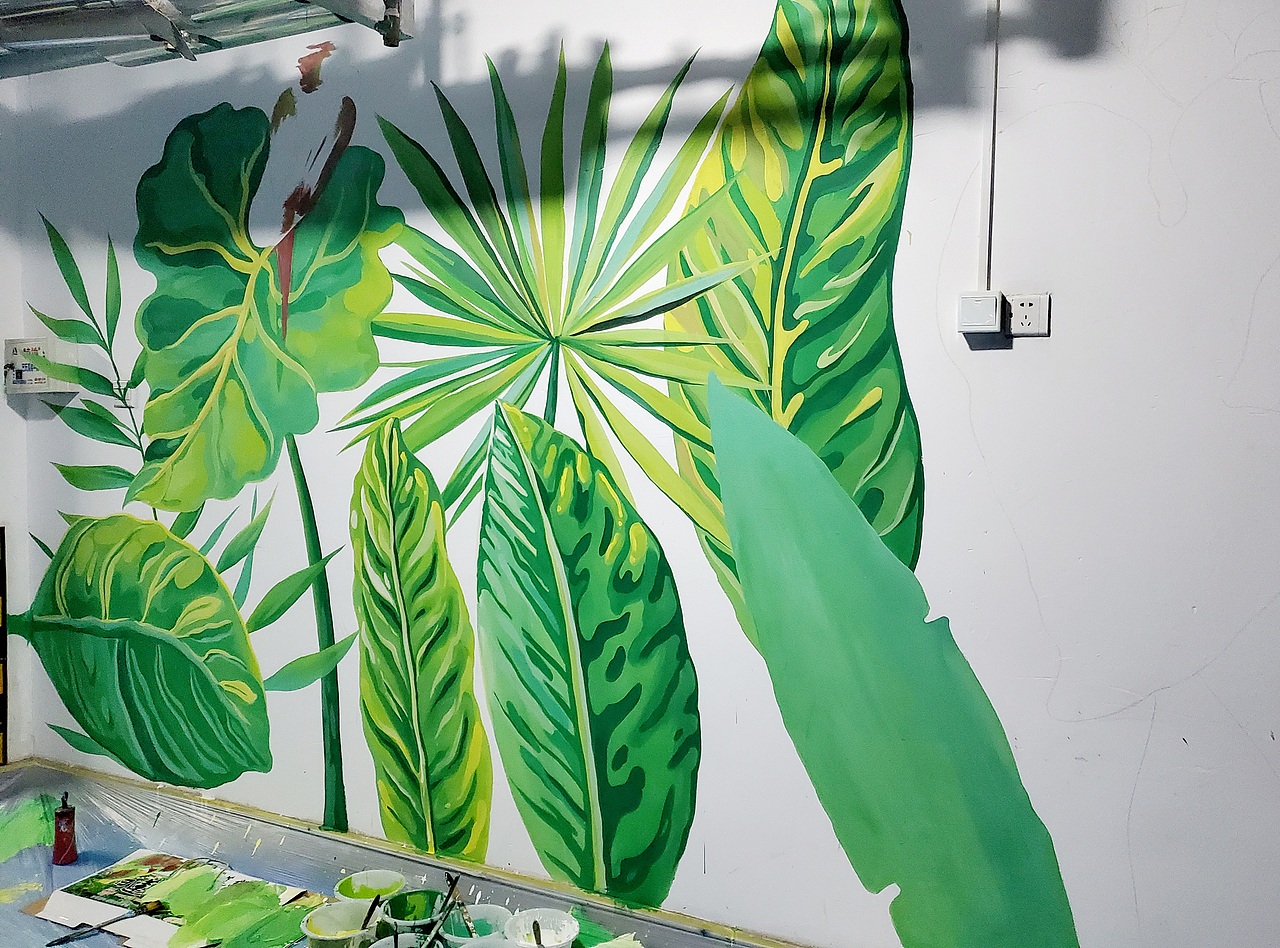 热带雨林风墙绘