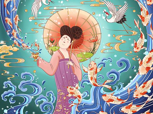 唐女俑文创丝巾设计