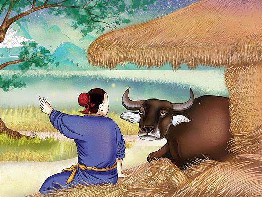 文創(chuàng)插畫-牛郎織女（個(gè)人主頁-ZMjc3NTI3MjQ=） - 商業(yè)插畫 - 站酷設(shè)計(jì)師小MAY兒原創(chuàng)素材 - 站酷ZCOOL