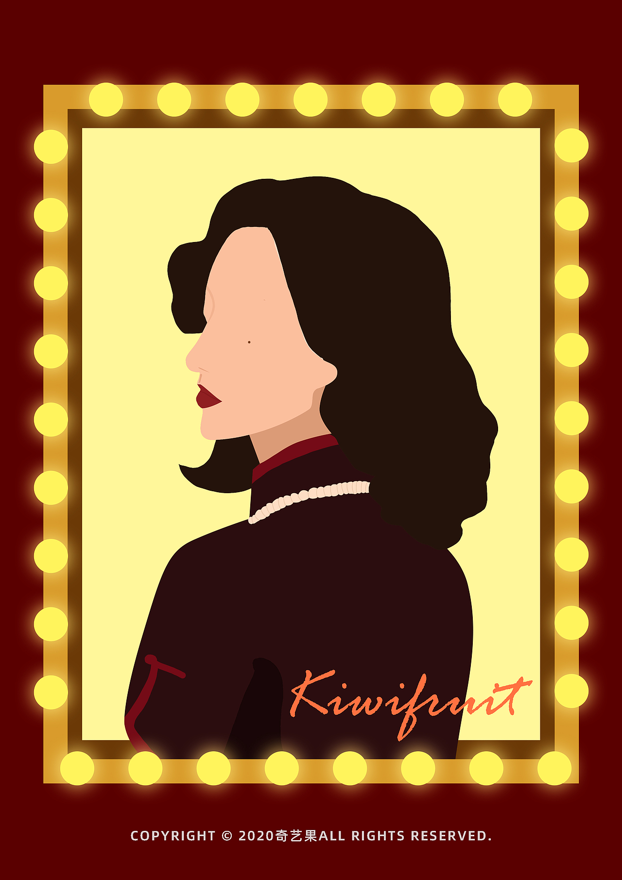 扁平風(fēng)裝飾畫復(fù)古夜上海旗袍畫報(bào)女郎插畫（圖ZMjE1Mjc0OTIw） - 創(chuàng)作習(xí)作 - 站酷設(shè)計(jì)師奇兮原創(chuàng)素材 - 站酷ZCOOL