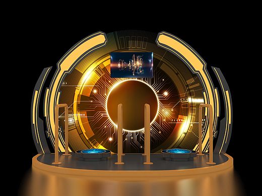 3D效果图设计 赛博朋克背景墙美陈打卡点设计