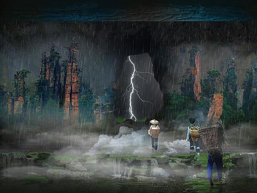 《烟雨张家界》舞美改景